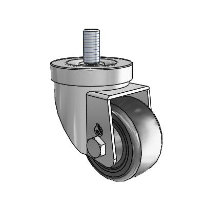 30 Series Threaded Stem Zinc Swivel Caster with 2.5 x 1.25 Cushion Rubber Wheel