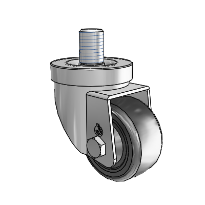 30 Series Threaded Stem Zinc Swivel Caster with 2.5 x 1.25 Cushion Rubber Wheel
