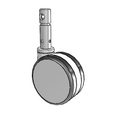 Twin Tech Medical Bed Stem Swivel Caster with 5 x 2.5 Grey Thermoplastic Urethane Wheel and Central Locking - Total Lock Brake