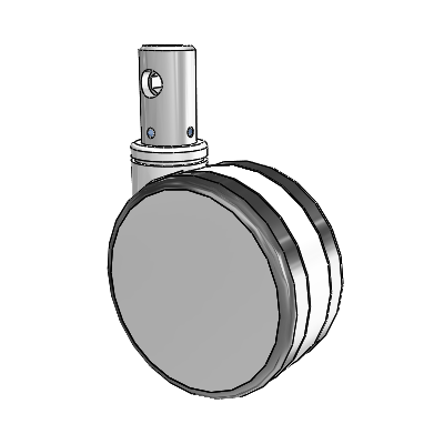 Twin Tech Medical Bed Stem Swivel Caster with 5 x 2.5 Grey Thermoplastic Urethane Wheel and Central Locking - Total Lock Brake