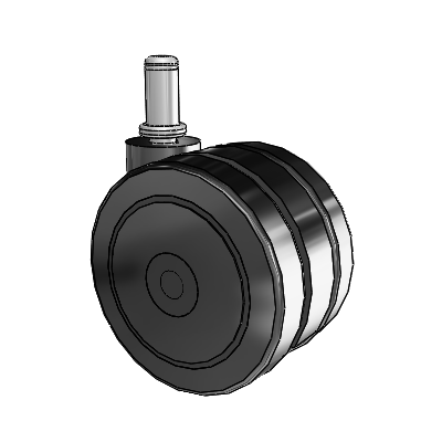 Twin Wheel Grip Ring Stem Swivel Caster with 3 x 1.9688 Thermoplastic Rubber Wheel