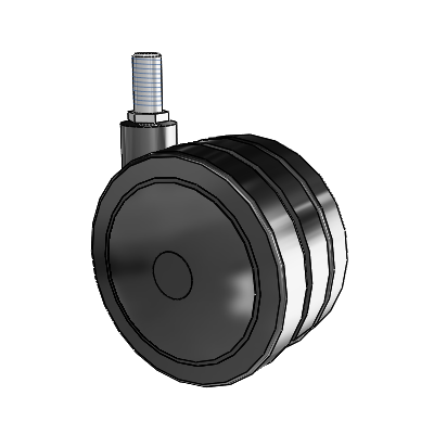 Twin Wheel Threaded Stem Swivel Caster with 4 x 2.25 Black Nylon Wheel