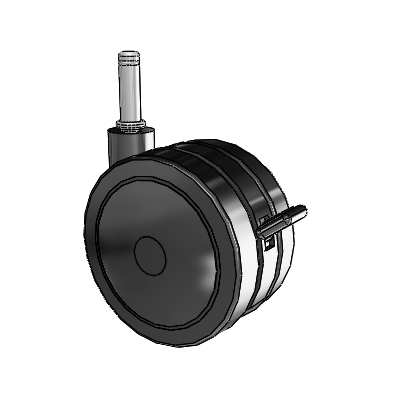 Twin Wheel Grip Ring Stem Swivel Caster with 4 x 2.25 Black Nylon Wheel and Brake
