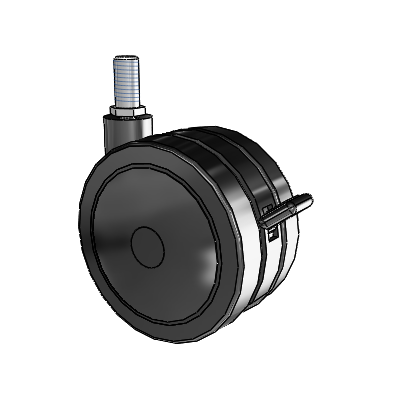 Twin Wheel Threaded Stem Swivel Caster with 4 x 2.25 Black Polyurethane Wheel and Brake