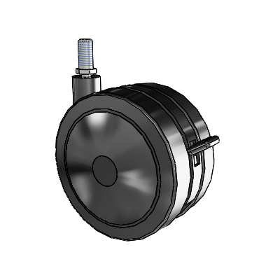 Twin Wheel Threaded Stem Swivel Caster with 5 x 2.625 Black Nylon Wheel and Brake