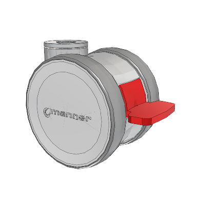 Twist Hollow Kingpin Caster with 100 x 2 TPU (95a) Wheel and Total Lock Brake