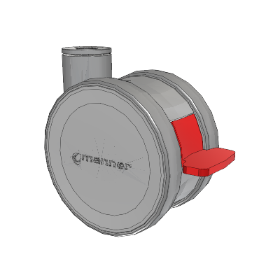 Twist Hollow Kingpin Caster with 125 x 2 TPU (95a) Wheel and Total Lock Brake