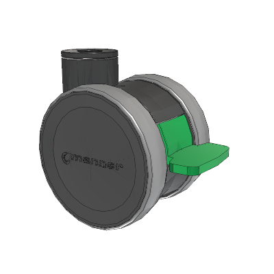 Twist Hollow Kingpin Caster with 100 x 2 TPU (95a) Wheel and Directional Lock Brake