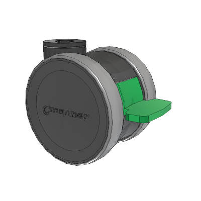 Twist Hollow Kingpin Caster with 100 x 2 TPU (95a) Wheel and Directional Lock Brake