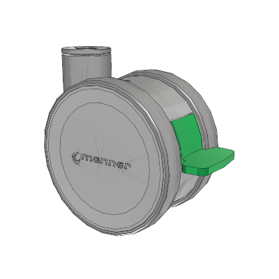 Twist Hollow Kingpin Caster with 125 x 2 TPU (95a) Wheel and Directional Lock Brake