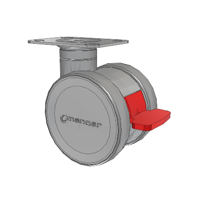 Twist Top Plate Swivel Caster with 100 x 2 TPU (95a) Wheel and Total Lock Brake