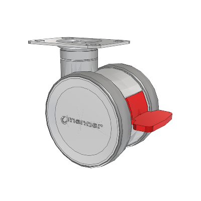 Twist Top Plate Swivel Caster with 100 x 2 TPU (95a) Wheel and Total Lock Brake