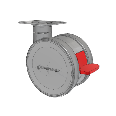 Twist Top Plate Swivel Caster with 125 x 2 TPU (95a) Wheel and Total Lock Brake