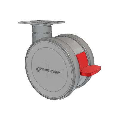 Twist Top Plate Swivel Caster with 125 x 2 TPU (95a) Wheel and Total Lock Brake
