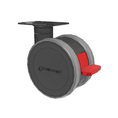 Twist Top Plate Swivel Caster with 125 x 2 TPU (95a) Wheel and Total Lock Brake