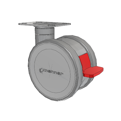 Twist Top Plate Swivel Caster with 125 x 2 TPU (95a) Wheel and Total Lock Brake