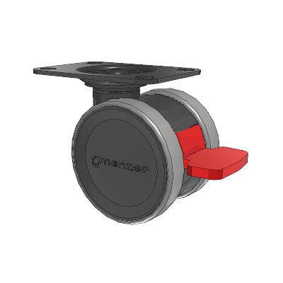 Twist Top Plate Swivel Caster with 75 x 2 TPU (95a) Wheel and Total Lock Brake