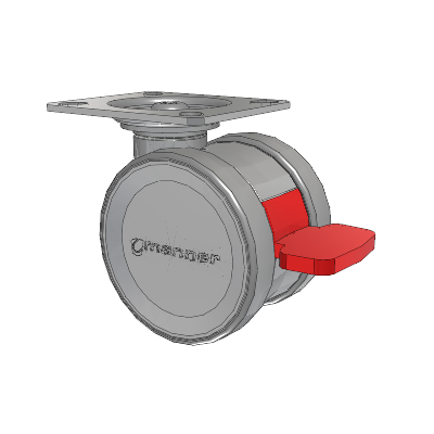 Twist Top Plate Swivel Caster with 75 x 2 TPU (95a) Wheel and Total Lock Brake