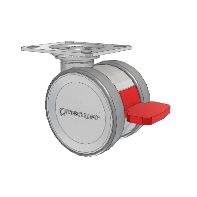 Twist Top Plate Swivel Caster with 75 x 2 TPU (95a) Wheel and Total Lock Brake
