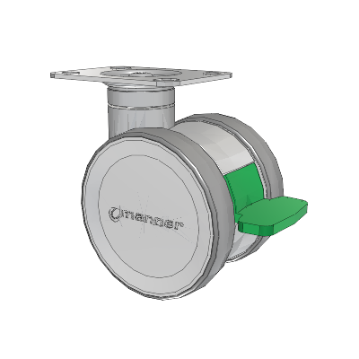 Twist Top Plate Swivel Caster with 100 x 2 TPU (95a) Wheel and Directional Lock Brake