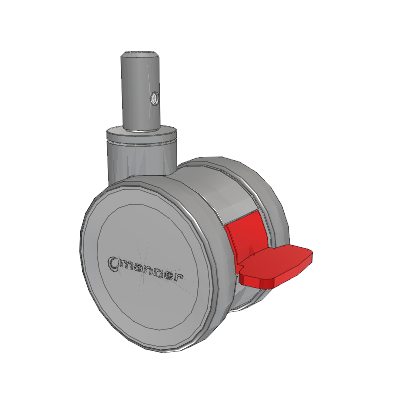 Twist Round Stem Caster with 100 x 2 TPU (95a) Wheel and Total Lock Brake