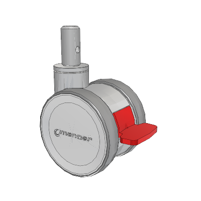 Twist Round Stem Caster with 100 x 2 TPU (95a) Wheel and Total Lock Brake