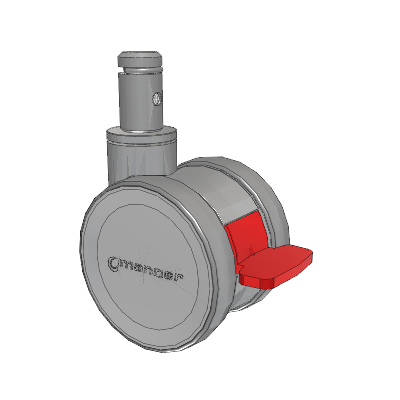 Twist Round Stem Caster with 100 x 2 TPU (95a) Wheel and Total Lock Brake