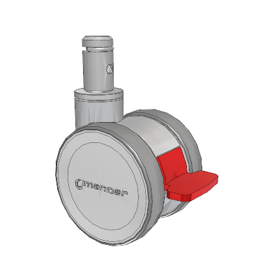 Twist Round Stem Caster with 100 x 2 TPU (95a) Wheel and Total Lock Brake