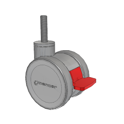 Twist Threaded Stem Caster with 100 x 2 TPU (95a) Wheel and Total Lock Brake