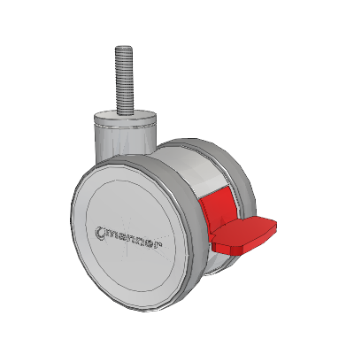 Rodízio com haste rosqueada Twist, com roda de 100 x 2 em TPU (95a) e freio Total Lock