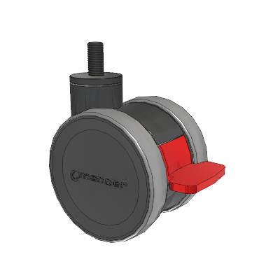 Twist Threaded Stem Caster with 100 x 2 TPU (95a) Wheel and Total Lock Brake