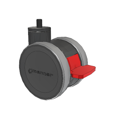 Twist Threaded Stem Caster with 100 x 2 TPU (95a) Wheel and Total Lock Brake