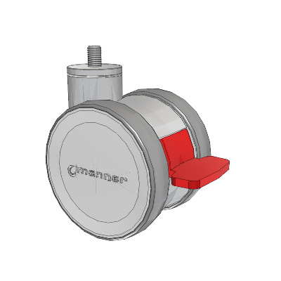 Twist Threaded Stem Caster with 100 x 2 TPU (95a) Wheel and Total Lock Brake