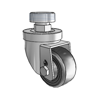 30 Series Pipe Thread Stem Zinc Swivel Caster with 2.5 x 1.25 Hard Rubber Wheel