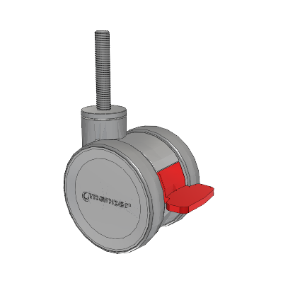 Twist Threaded Stem Caster with 100 x 2 TPU (95a) Wheel and Total Lock Brake