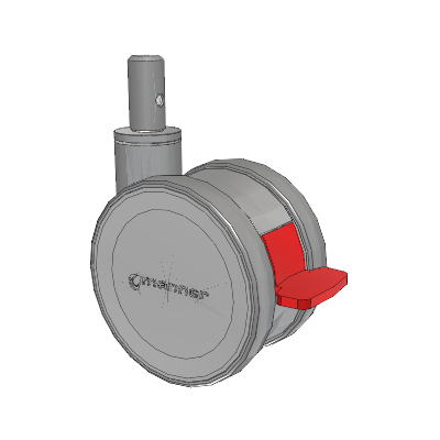 Twist Round Stem Caster with 125 x 2 TPU (95a) Wheel and Total Lock Brake