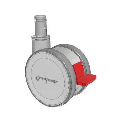 Twist Round Stem Caster with 125 x 2 TPU (95a) Wheel and Total Lock Brake