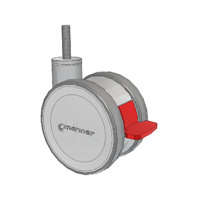 Twist Threaded Stem Caster with 125 x 2 TPU (95a) Wheel and Total Lock Brake