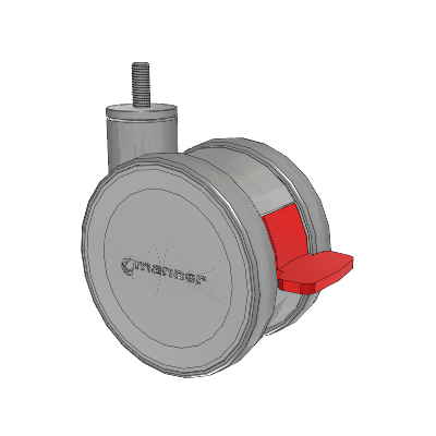 Twist Threaded Stem Caster with 125 x 2 TPU (95a) Wheel and Total Lock Brake