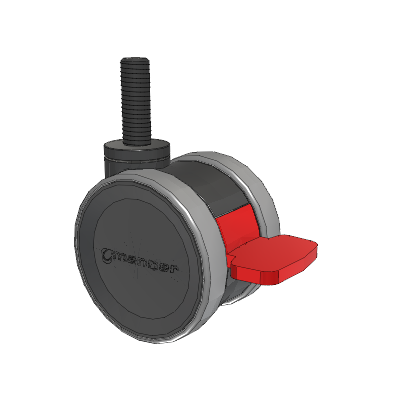 Twist Threaded Stem Caster with 75 x 2 TPU (95a) Wheel and Total Lock Brake