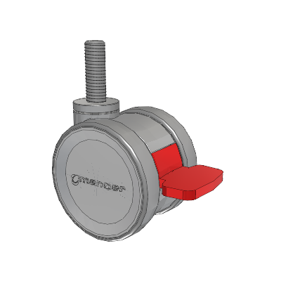 Twist Threaded Stem Caster with 75 x 2 TPU (95a) Wheel and Total Lock Brake