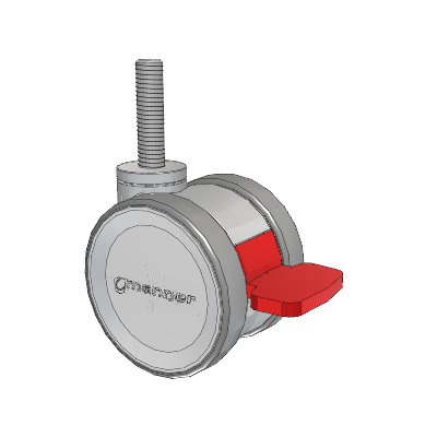 Twist Threaded Stem Caster with 75 x 2 TPU (95a) Wheel and Total Lock Brake