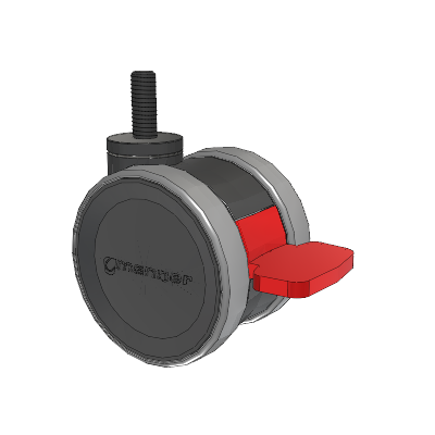 Twist Threaded Stem Caster with 75 x 2 TPU (95a) Wheel and Total Lock Brake