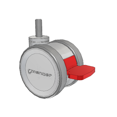 Twist Threaded Stem Caster with 75 x 2 TPU (95a) Wheel and Total Lock Brake