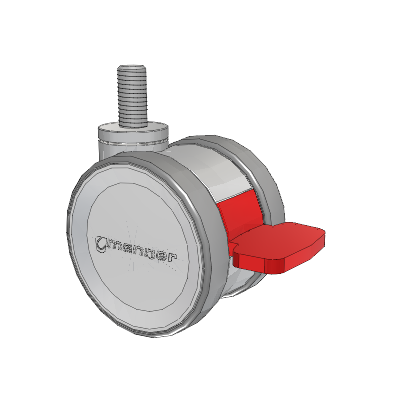 Twist Threaded Stem Caster with 75 x 2 TPU (95a) Wheel and Total Lock Brake