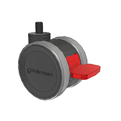 Twist Threaded Stem Caster with 75 x 2 TPU (95a) Wheel and Total Lock Brake