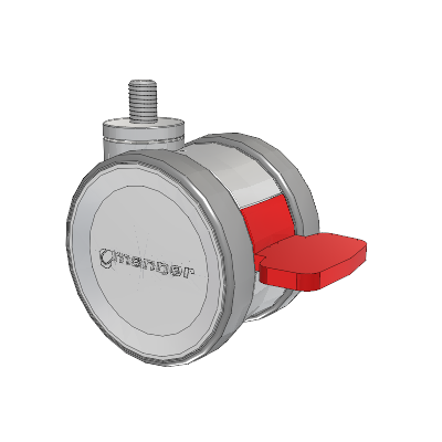 Twist Threaded Stem Caster with 75 x 2 TPU (95a) Wheel and Total Lock Brake