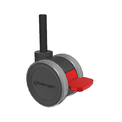 Twist Threaded Stem Caster with 75 x 2 TPU (95a) Wheel and Total Lock Brake