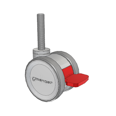 Twist Threaded Stem Caster with 75 x 2 TPU (95a) Wheel and Total Lock Brake