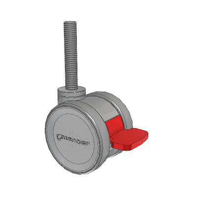 Twist Threaded Stem Caster with 75 x 2 TPU (95a) Wheel and Total Lock Brake